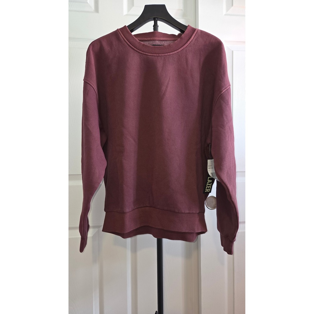 Lazer Mens Vintage Wash Crewneck Sweatshirt Deep Wine Burgundy ML71231